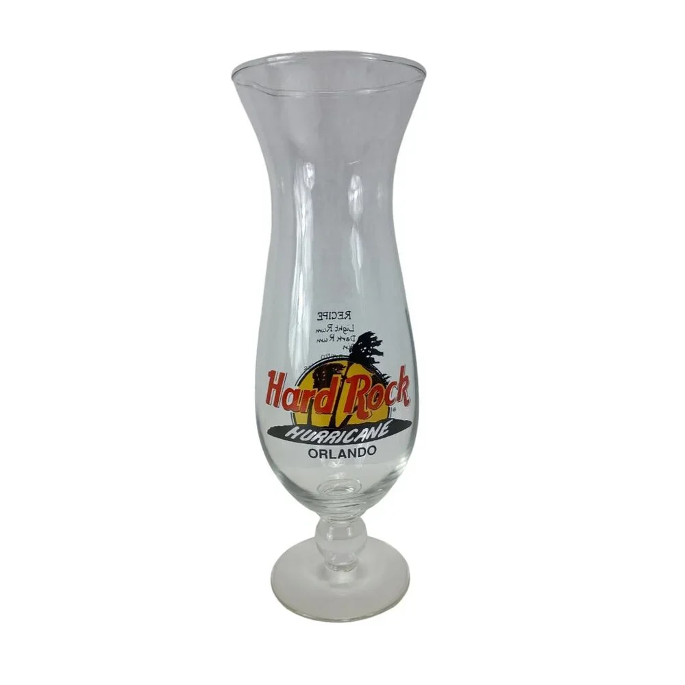 Hard Rock Cafe Hurricane Orlando Cocktail Glass W/Recipe Vintage